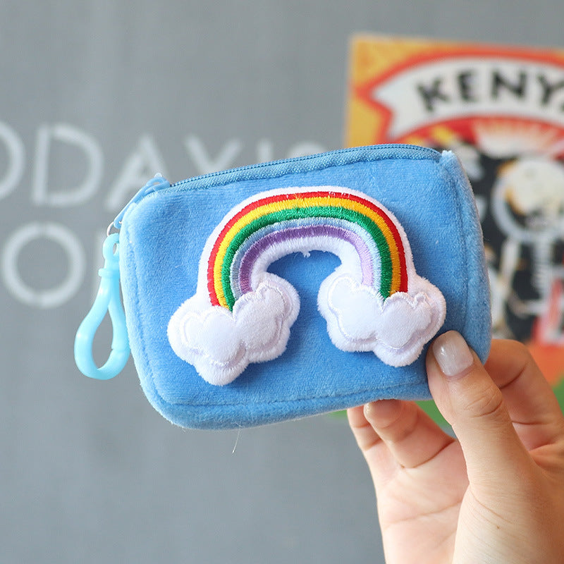 Wholesale Square Candy Colored Rainbow Plush Card Bag Keychain